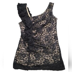 BCX One Shoulder Lacy Ruffle Top S